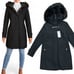 COLE HAAN Wool Blend Faux Fur Hooded Coat