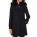 COLE HAAN Wool Blend Faux Fur Hooded Coat