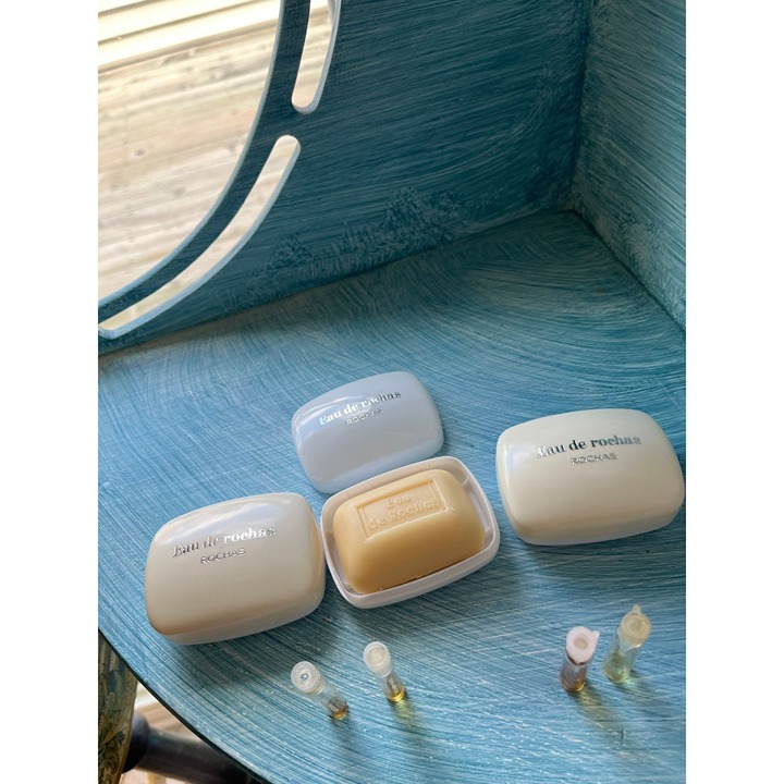 Vtg 3 Eau de rochas Rochas Perfume Soaps In White Case New 2 Mystere De Rochas
