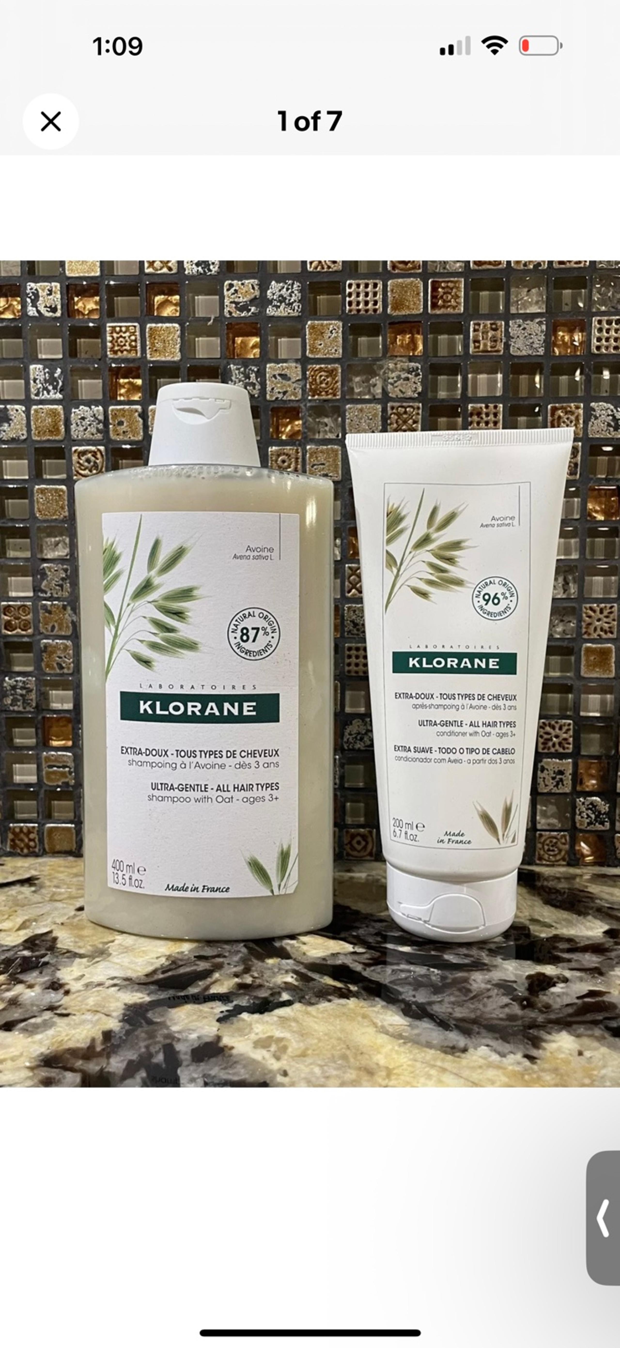 Bundle Set KLORANE SHAMPOO & CONDITIONER w/Oat Milk 13.5 oz +
6.7oz Ultra Gentle