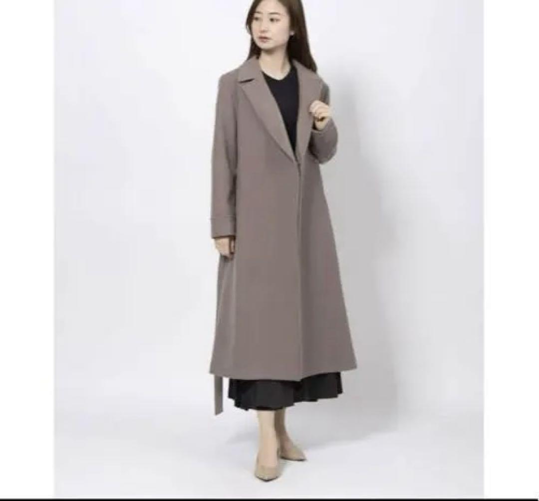 JUSGLITTY✨Belted Long Coat, Mocha, Size 1 - detail