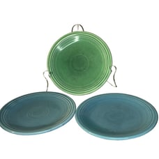 Fiesta Homer Laughlin Lot of Three Blue & Green 6 Replacement Saucers Vintage