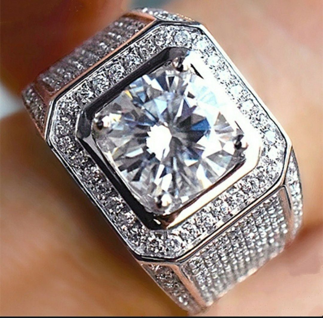 Men's Iced Out Sterling Silver Ring
