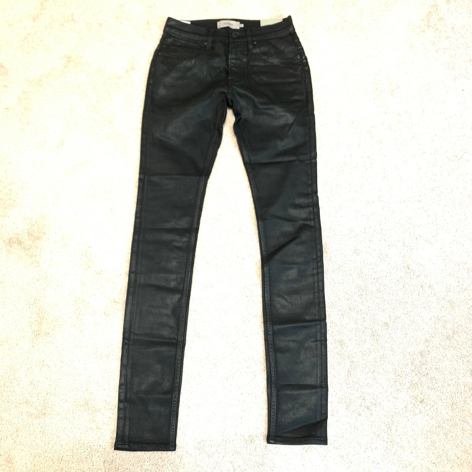 HUDSON Zack Black Wax Skinny Jeans Mens Size 28x36 NWT