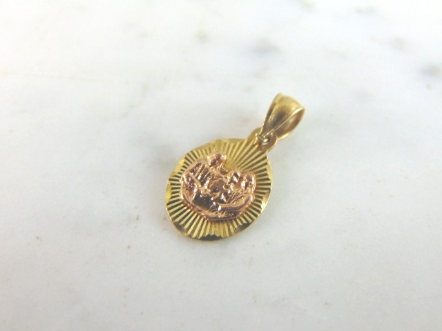 Vintage Estate 14K Yellow & Rose Gold Religious Pendant E5925