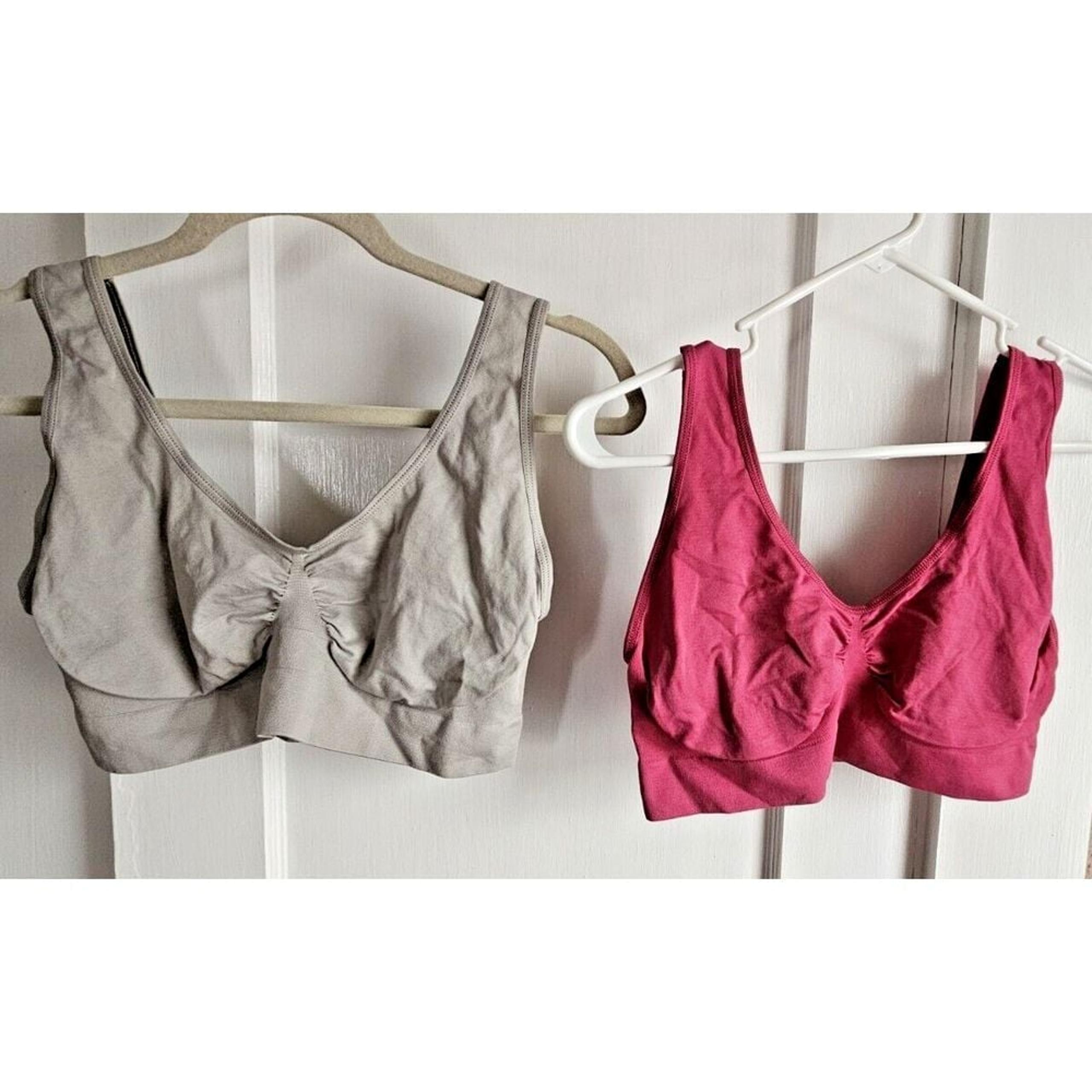 2pcs red and gray wirefree unlined seamless sport Yoga bra 3X Nylon - Rhonda Shear
