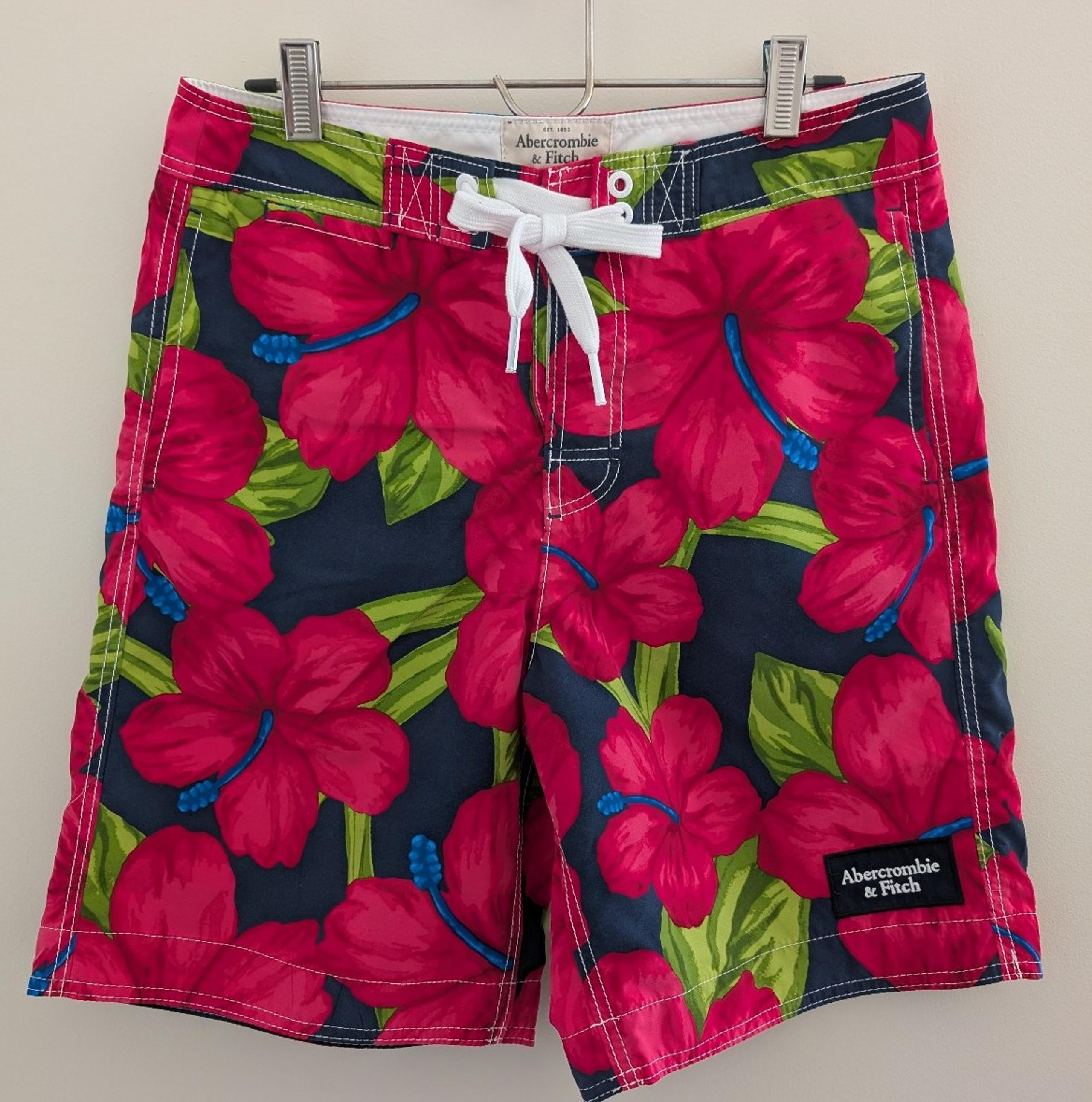 Abercrombie & Fitch Hibiscus Board Shorts MEN'S M Swim Trunks Hawaii Tropical