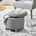 Round Tufted Storage Ottoman, Grey Faux Linen Home Furniture