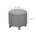Round Tufted Storage Ottoman, Grey Faux Linen Home Furniture