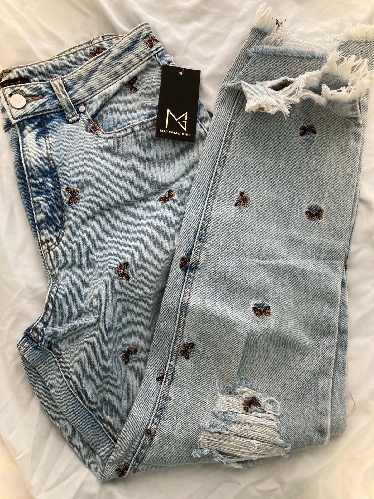 Y2K Butterfly Embroidered Mom Jeans size 7