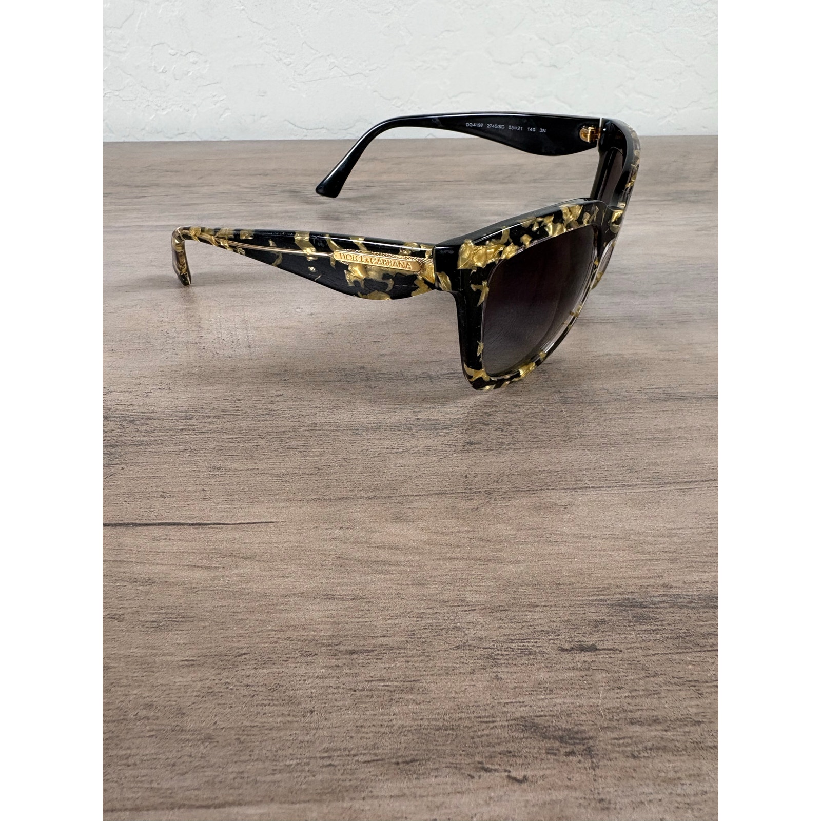 Dolce & Gabbana DG4197 2745/8G 53 21 140 Women's Sunglasses Black Gold Speckle