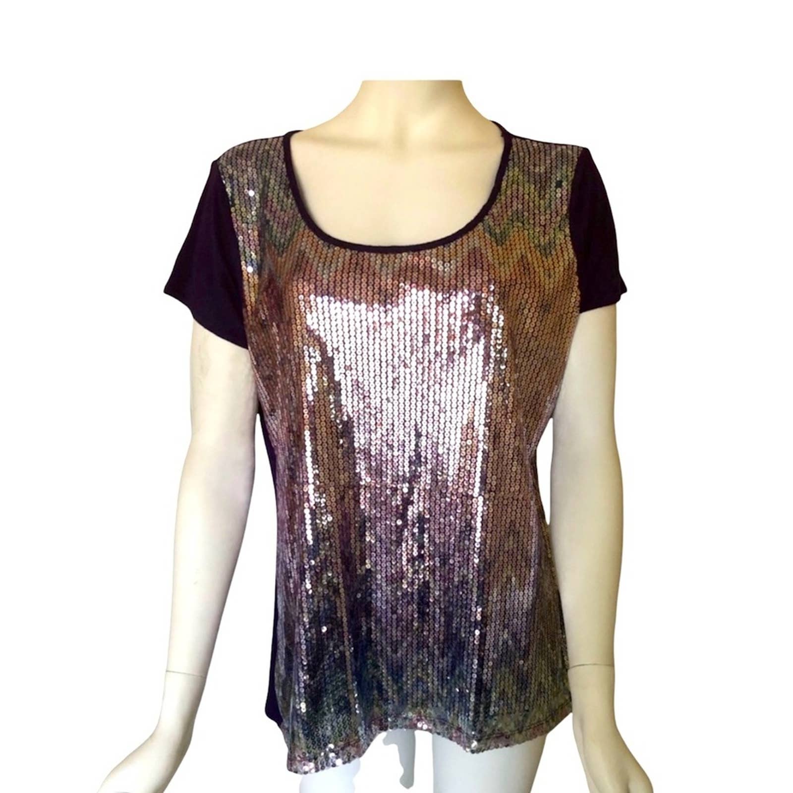 selling well all over the world SUSAN LAWRENCE Rayon Spandex Polyester Purple Sequin Front Blouse, Size L Women selling well all over the world SUSAN LAWRENCE Rayon Spandex Polyester Purple Sequin Front Blouse, Size L Women