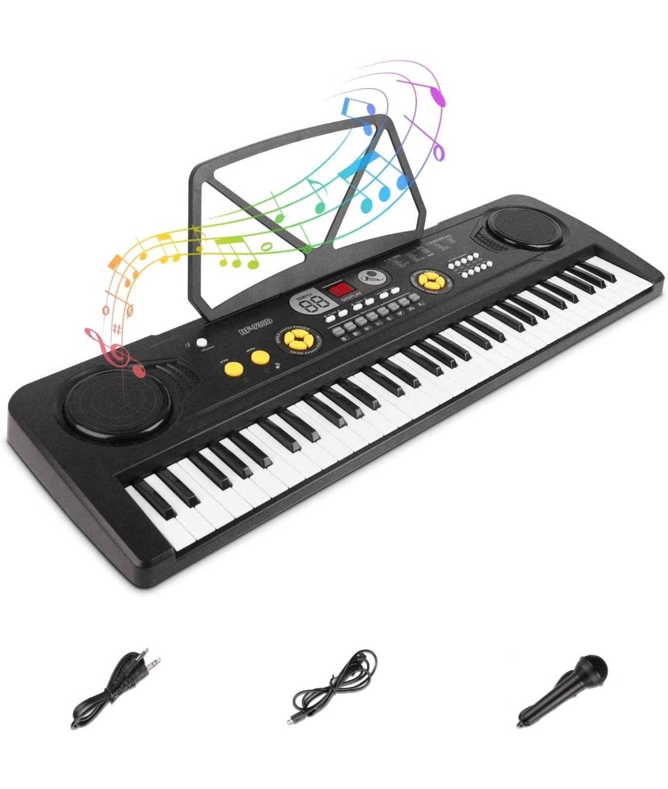 61 Keys Piano Keyboard for Kids Electric Piano with Microphone, LED Display Port