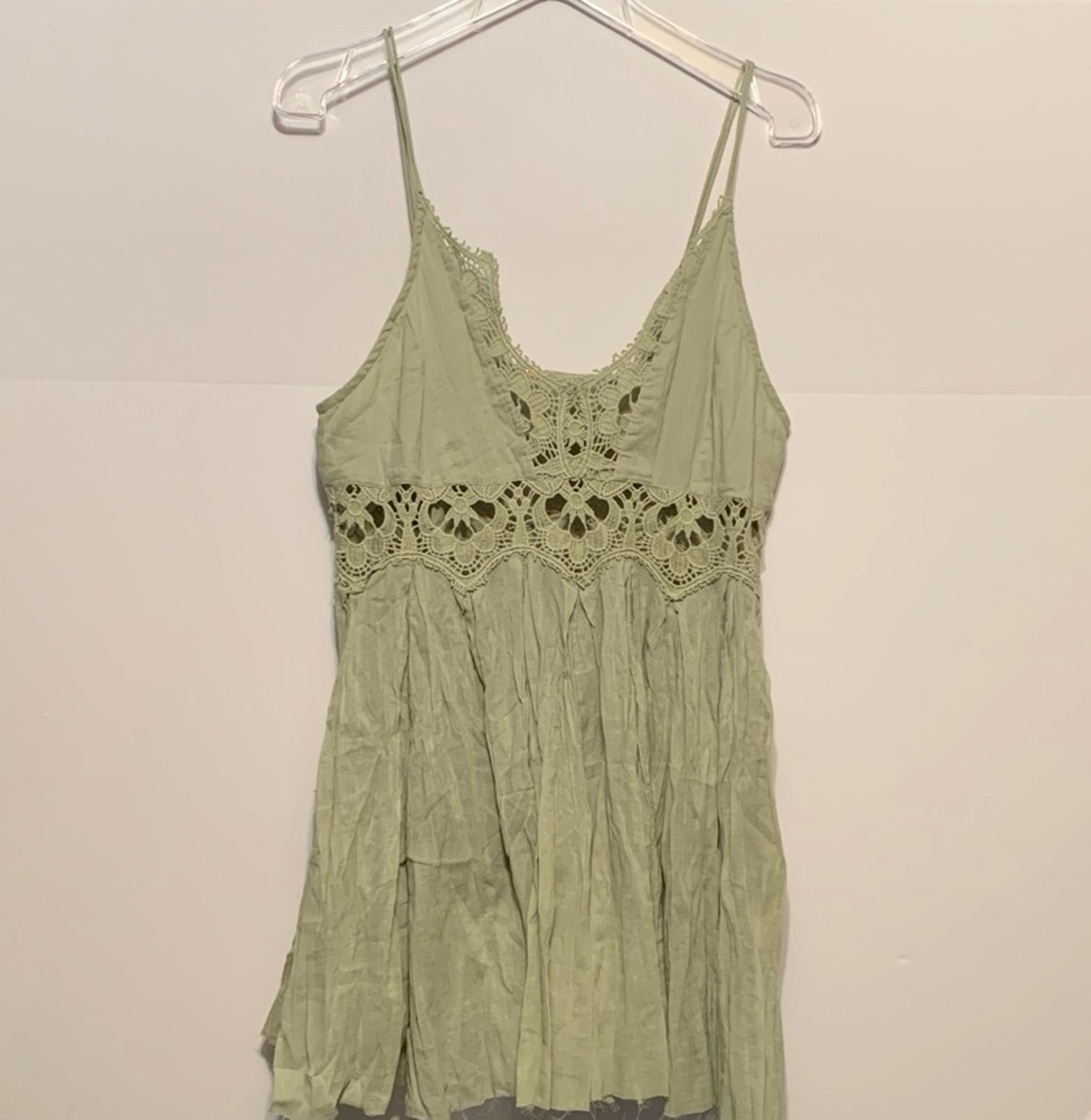Free People FP One Ilektra Slip Mini Dress Sage Crochet Lace Beach XS New