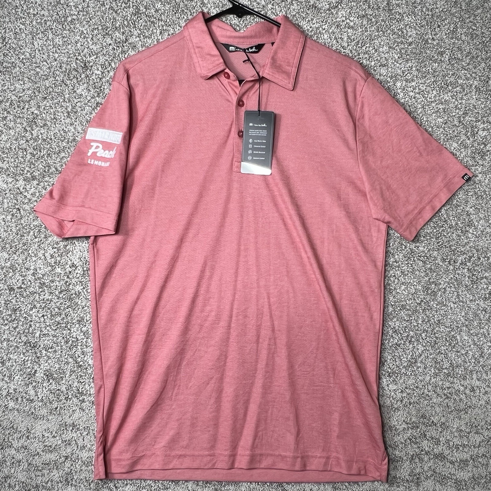 Travis Mathew Polo Mens Medium Heather Garnet Rose Ten Year 2.0 Gold Shirt