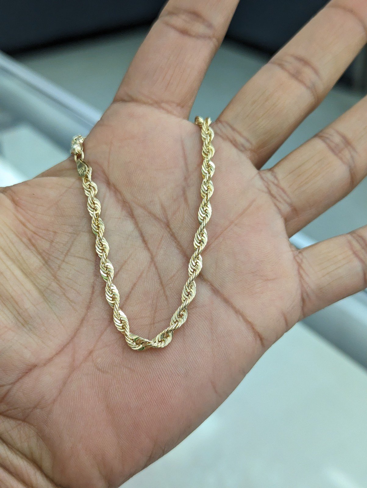 10kt Real Gold Rope Bracelet 3.9mm 8 inches