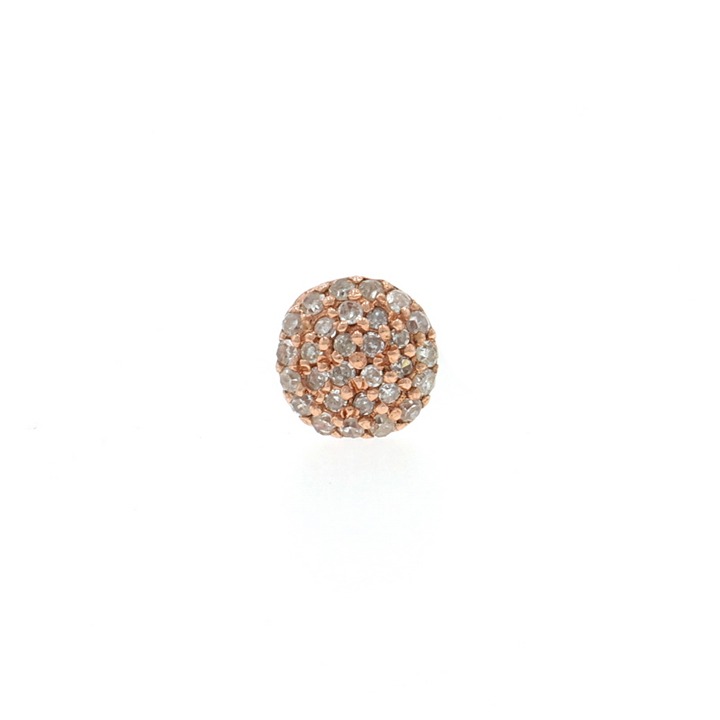 Rose Gold Pave Diamond SINGLE Cluster Stud Earring 14k Single One Pierced G8201