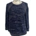 Massimo Dutti Navy Blue Marled Heavy Knit Split Back Sweater Sz small
