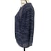 Massimo Dutti Navy Blue Marled Heavy Knit Split Back Sweater Sz small
