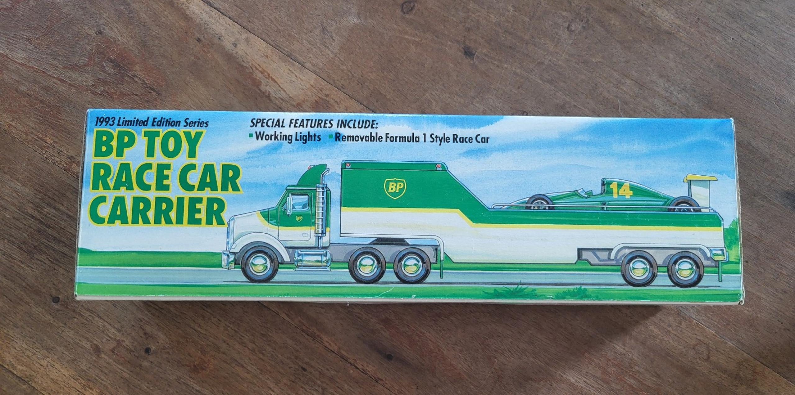 BP Toy Race Car Carrier Truck Hauler 1993 Limited Edition Series NEW