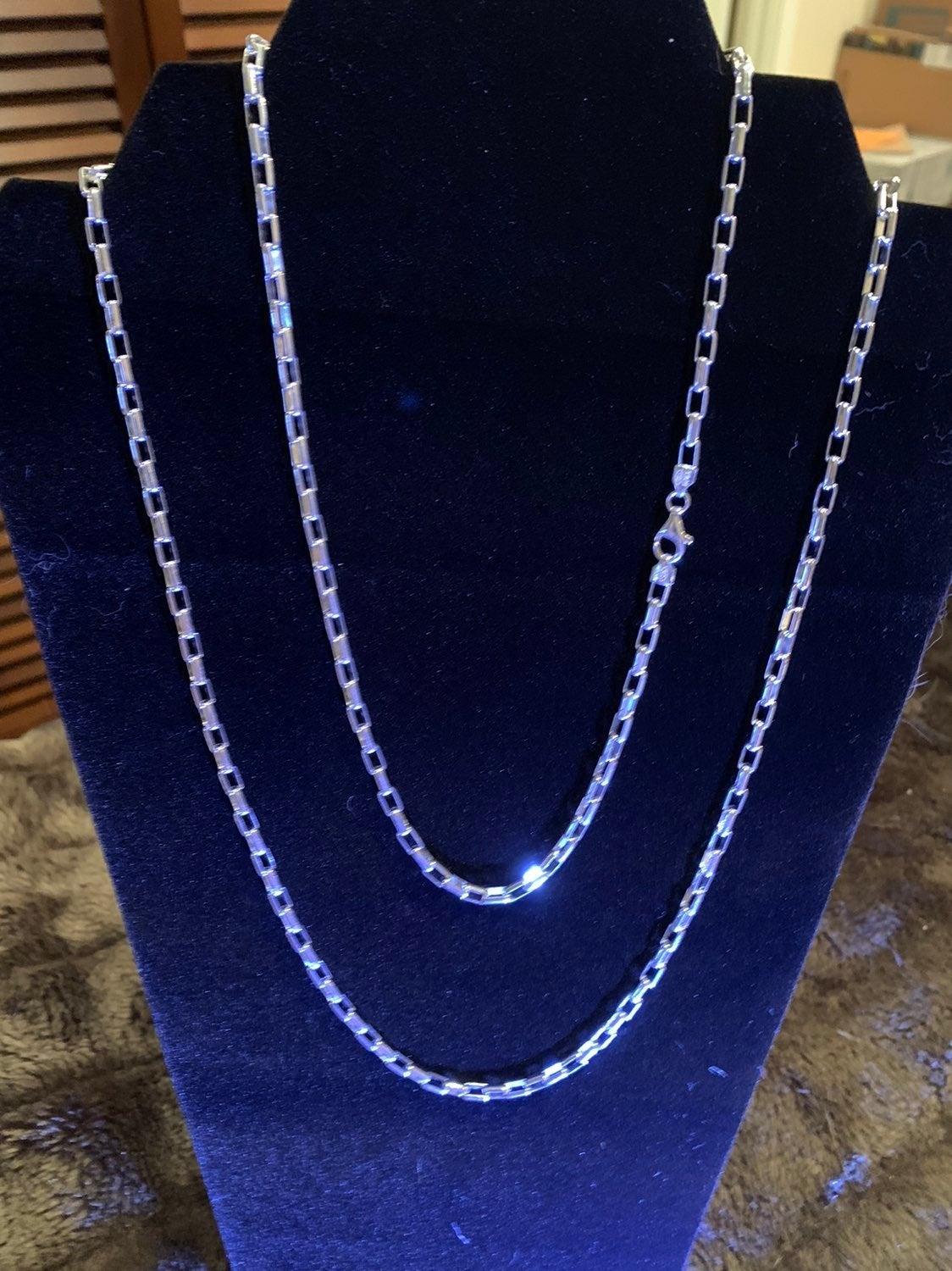 Italian Sterling Silver 18 Elongated Boc Chain Necklace