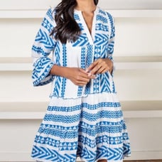 NWT THML SOUTH CAICOS EMBROIDERED DRESS-BLUE