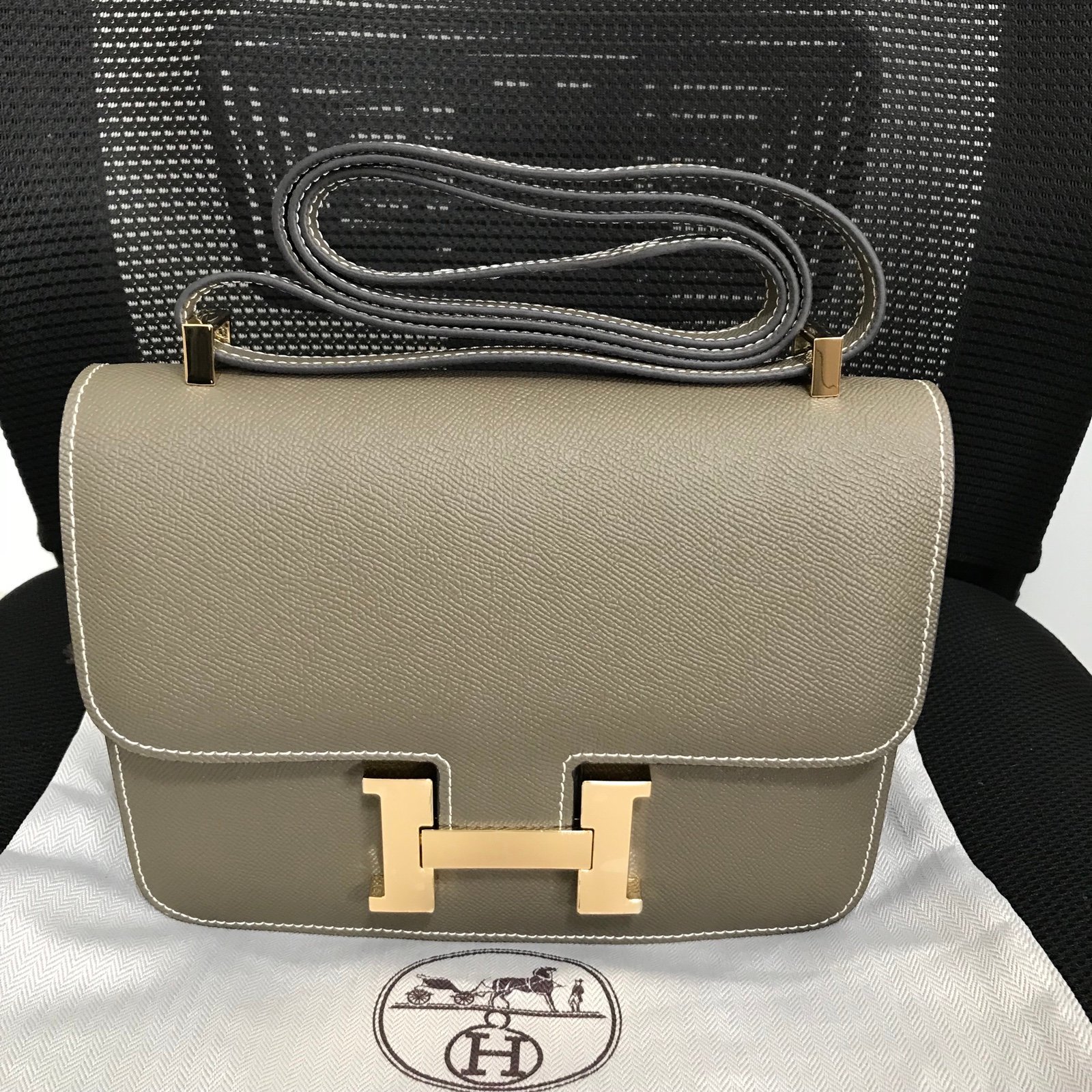 Palm print bag in gray