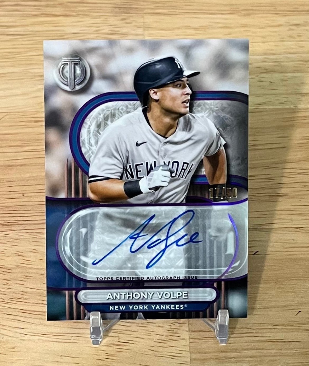 ANTHONY VOLPE 2024 Topps Tribute On Card Auto Purple #/50 SSP NY Yankees