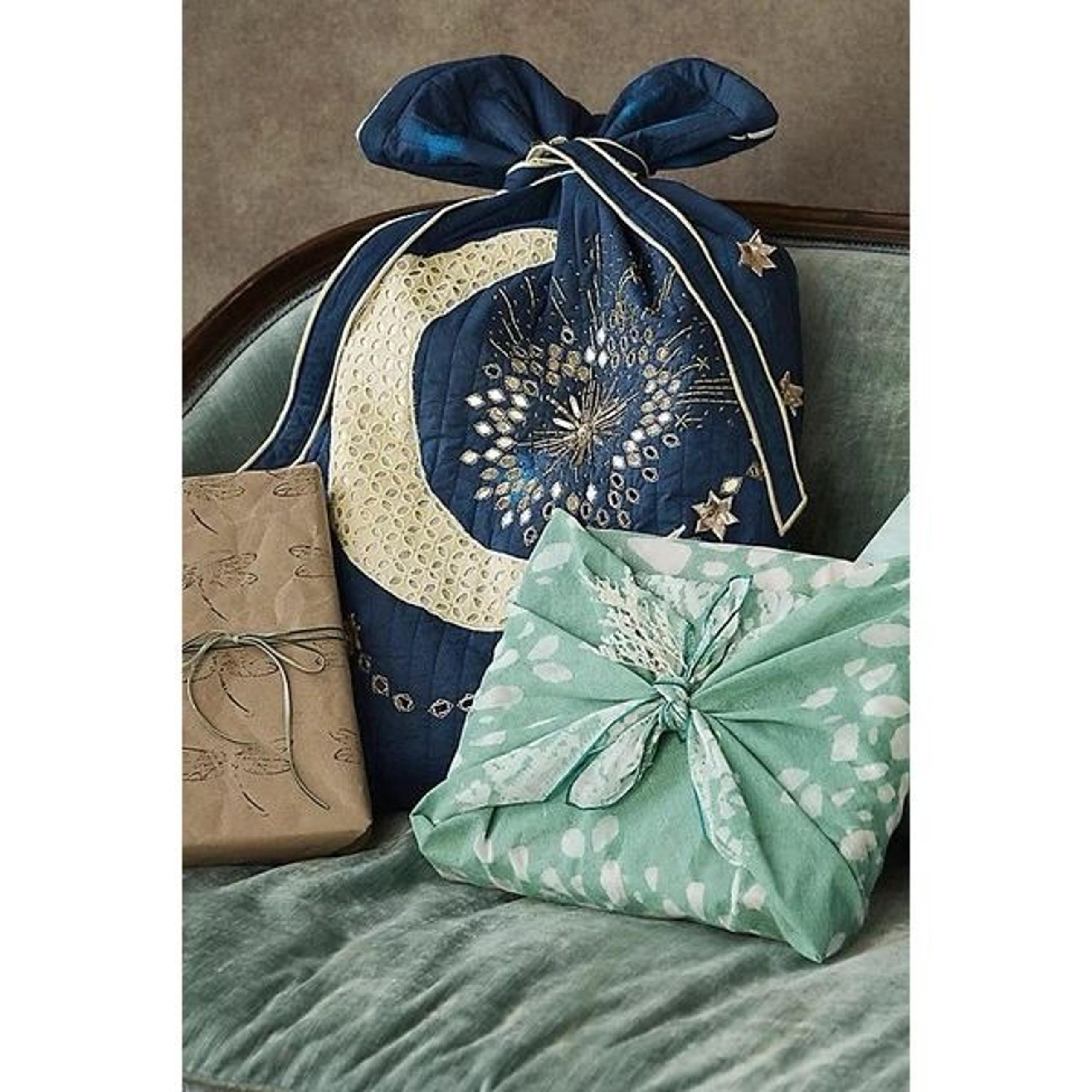 FP One Perfect Present Gift Sack Blue Crescent Embroidered NEW