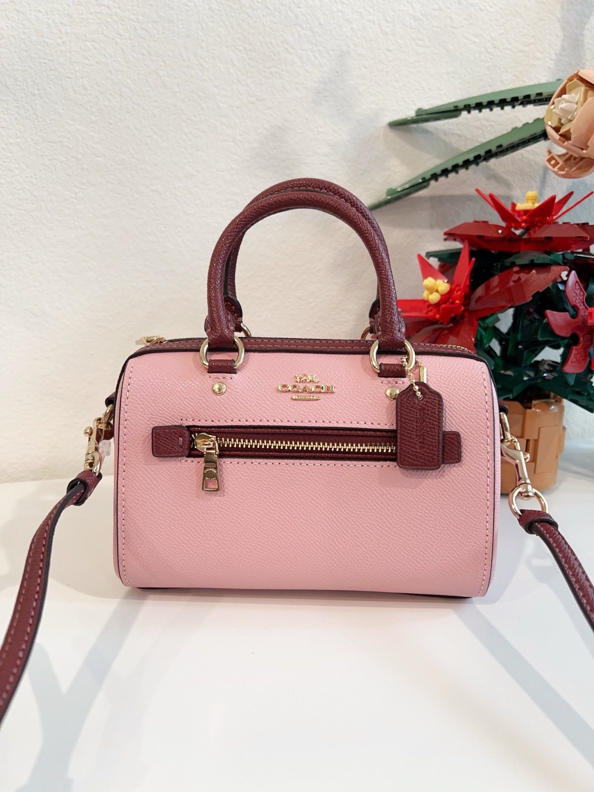 Coach Mini Rowan Satchel Powder Pink Wine Multi NWT CF375