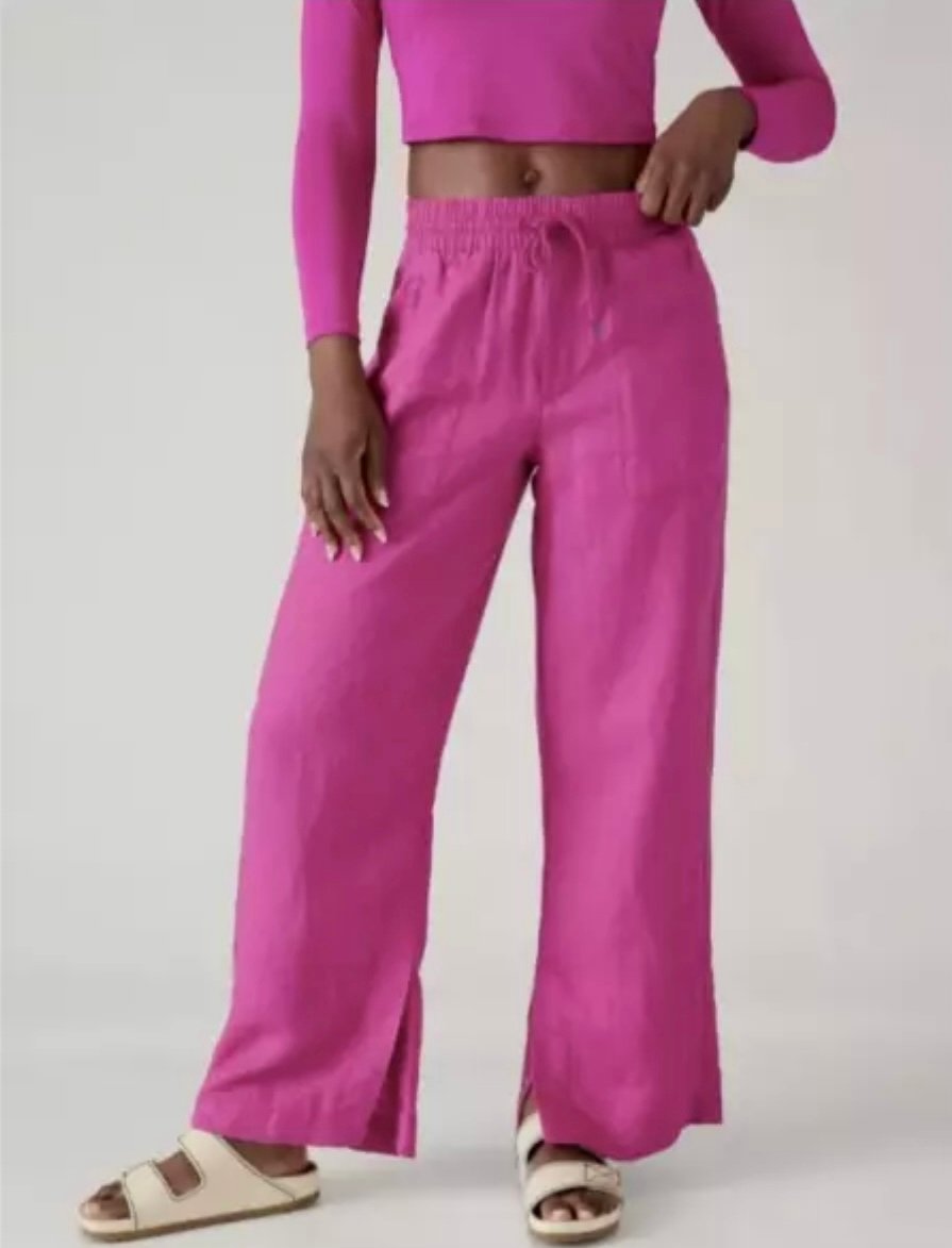 Athleta Retreat Wide Leg Linen Pant Size M Medium