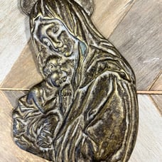 Madonna Jesus Child Church Antique Brass Wall Furniture Sacred Heavy