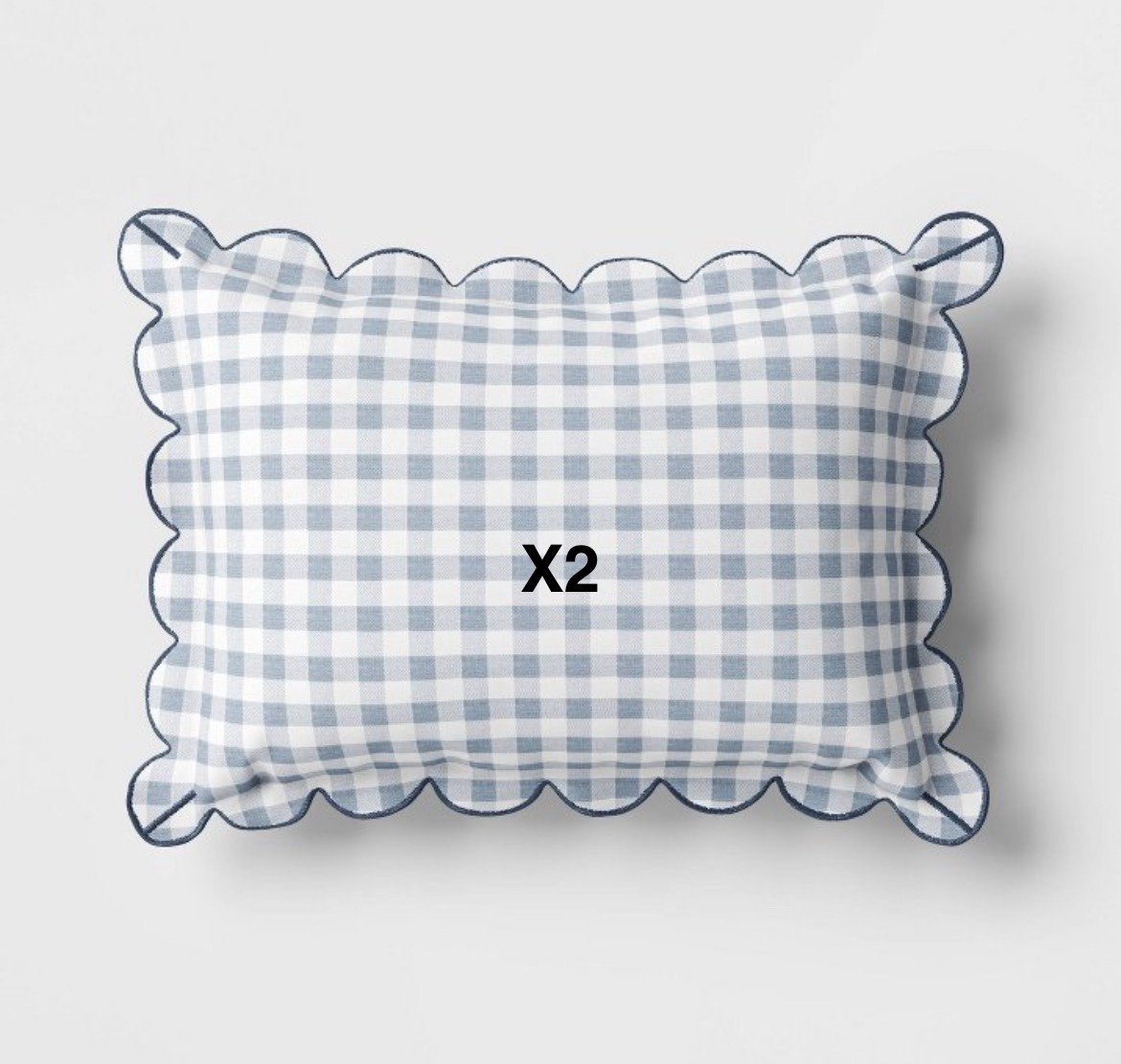 Blue Gingham Scalloped Outdoor Lumbar Pillow from Threshold w/ Studio McGee (2)
