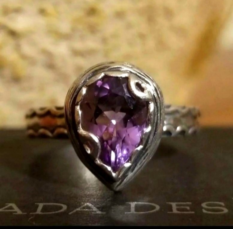 Silpada Sterling Silver & Amethyst Ring, Size 7
