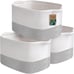 Washable Woven Storage Baskets for Organizing - 3-Pack Cotton Rope Basket