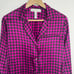 Fleur Du Mal Houndstooth Patterned Button Down Top Womens Small Violet