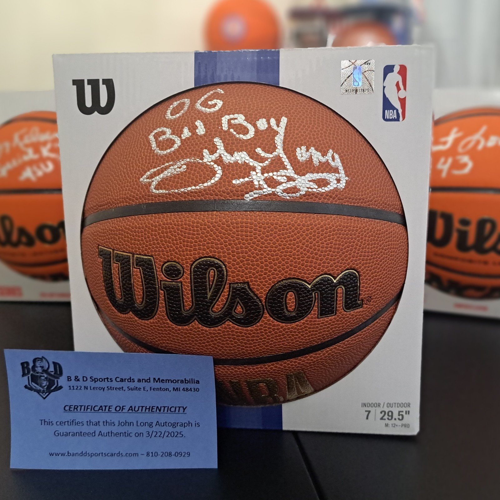 JOHN LONG Signed/Inscribed OG BAD BOY Official Wilson NBA Basketball w/COA JSA