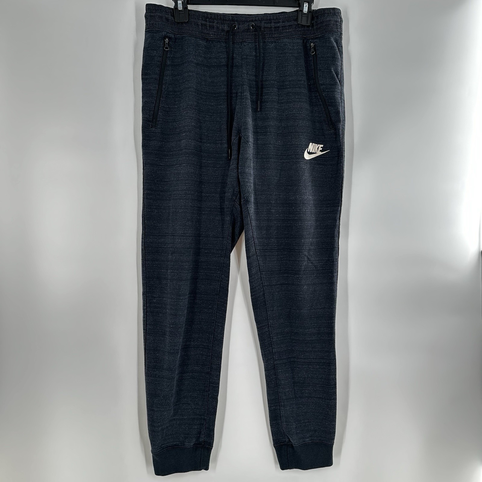 Nike AV15 Advance Knit Joggers Men L Heather Dark Gray Sweatpants Zip Pockets