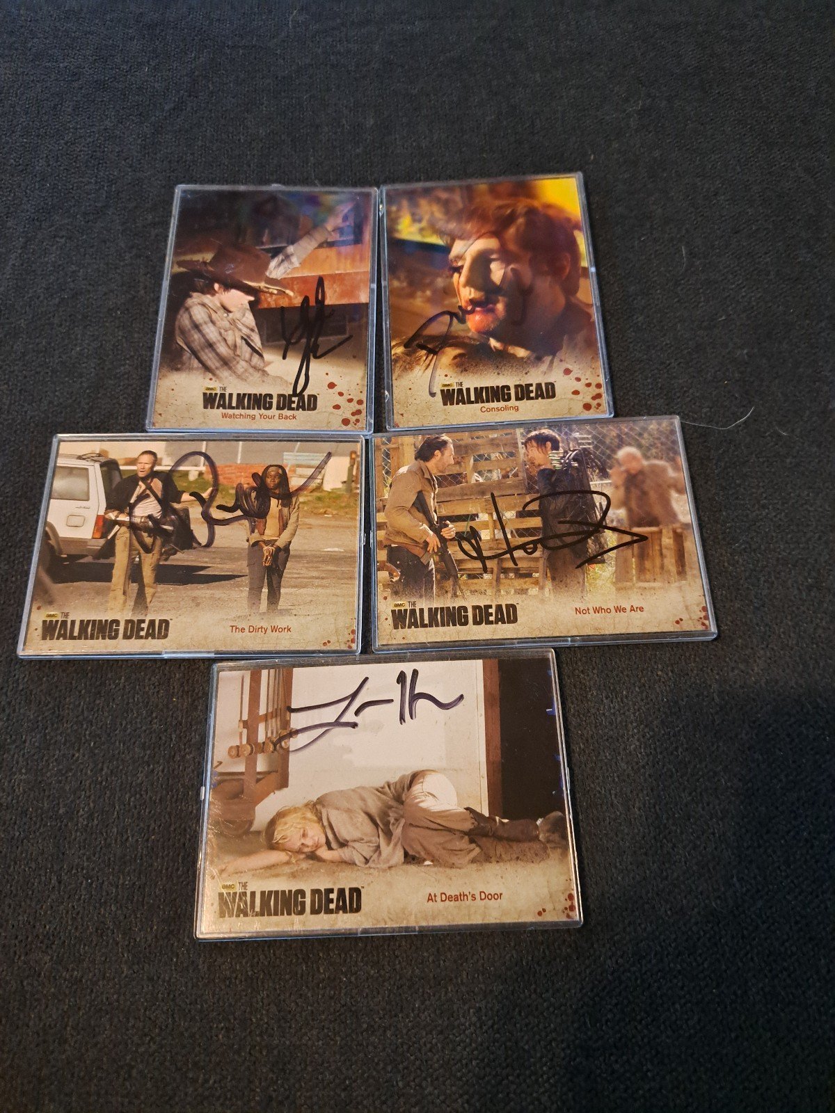 Hand signed Walking dead trading cards