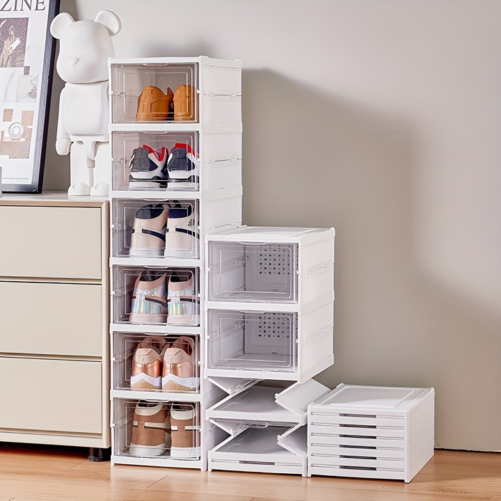 Transparent Shoe Box - Stackable, Foldable, Dustproof High-Top -ADWA74