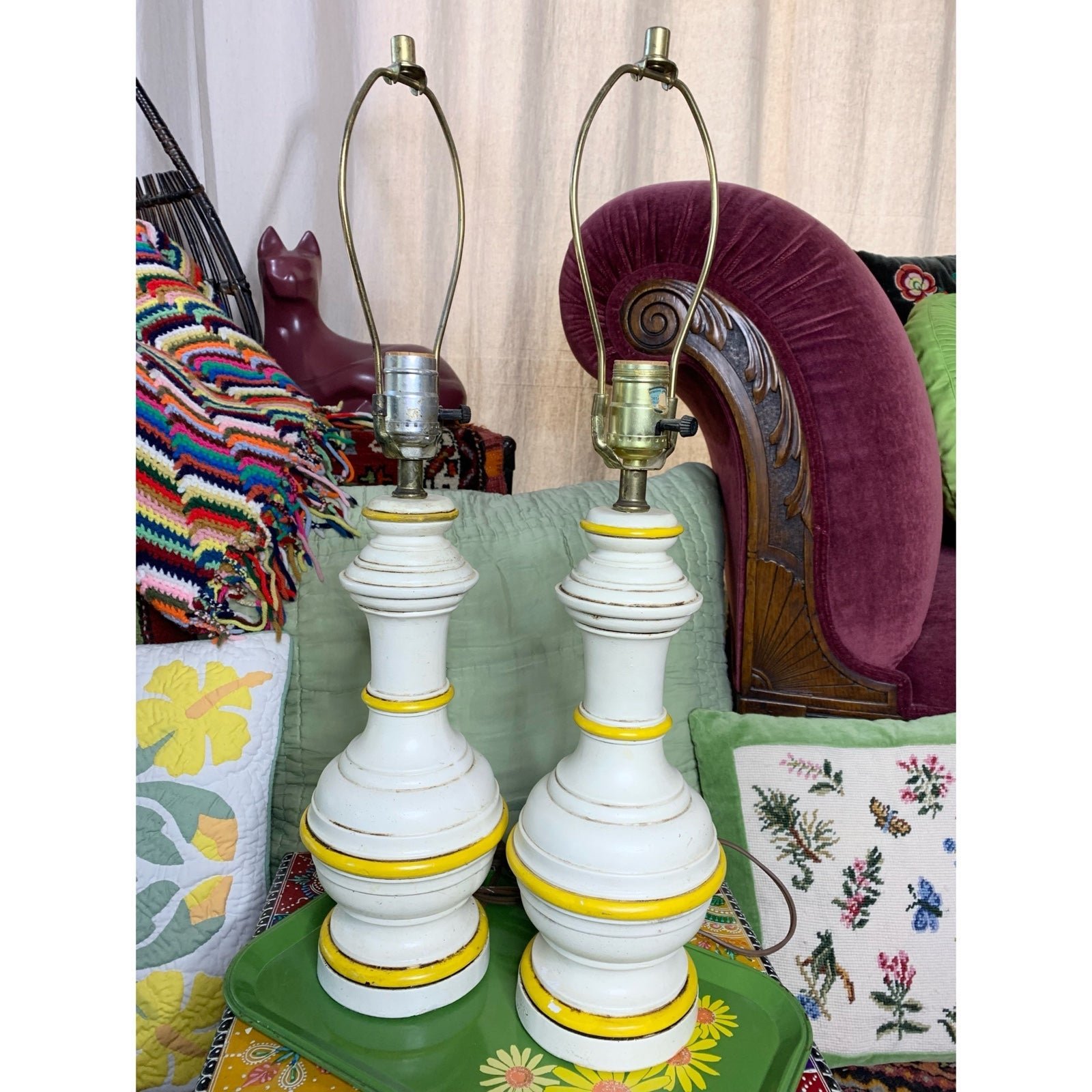 70s Chalkware Lamp Set