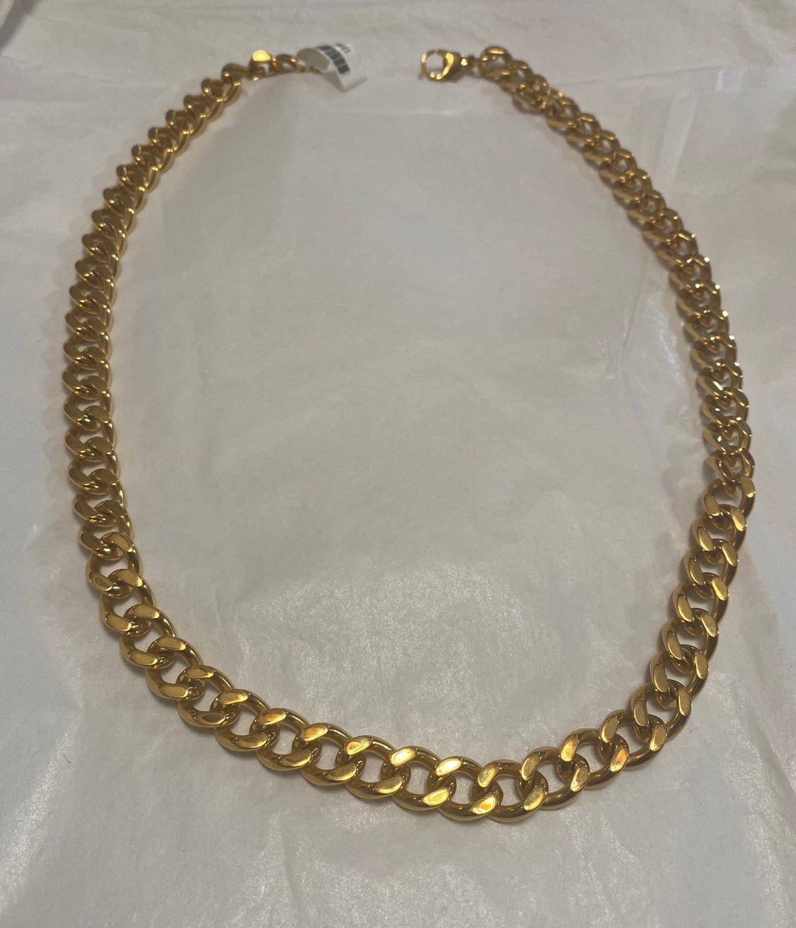 New With Tag Ion Plated YG Stainless Steel 10 mm 24” Curb Link Chain