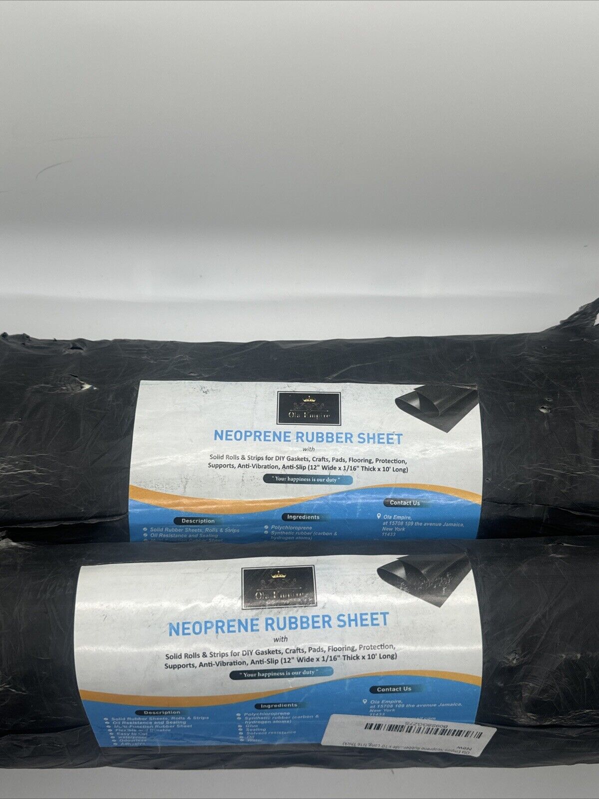 2 Pack!! Neoprene Rubber Sheet, Rolls 1/16 (.062 ) Thick x 12 W X 10” L