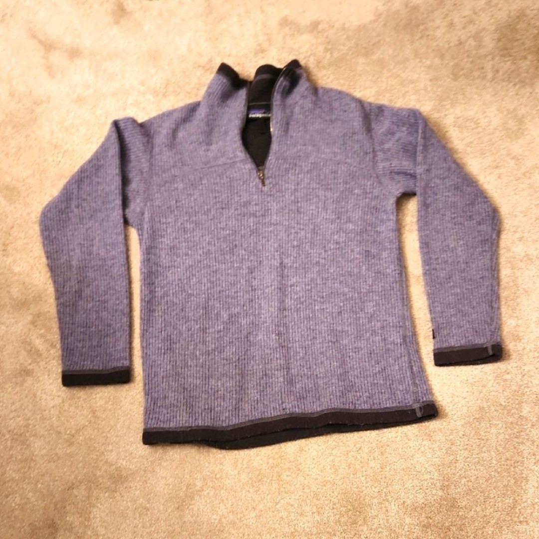 Patagonia Women's Better Sweater Blue Quarter Zip Pullover Wool Blend Size M