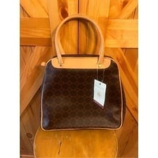 Vintage Fossil Brown Logo Bowling Bag Genuine Leather Purse 75082 NWT