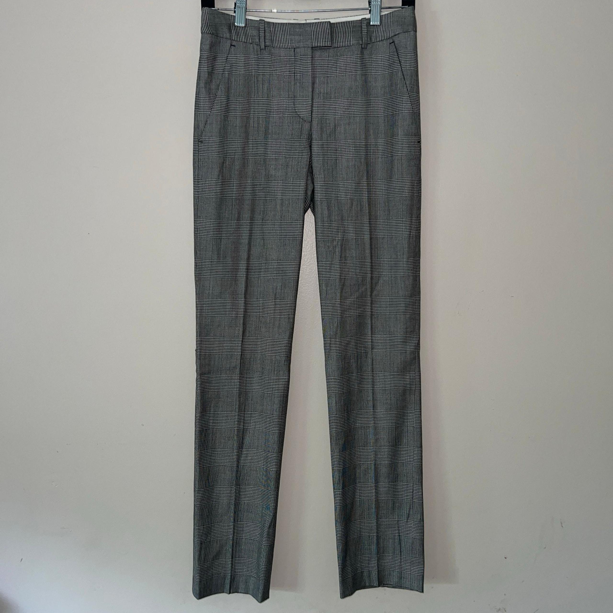 Boss By Hugo Boss Womens Black White Plaid Dress Pants Wool Blend Size 0  Waist