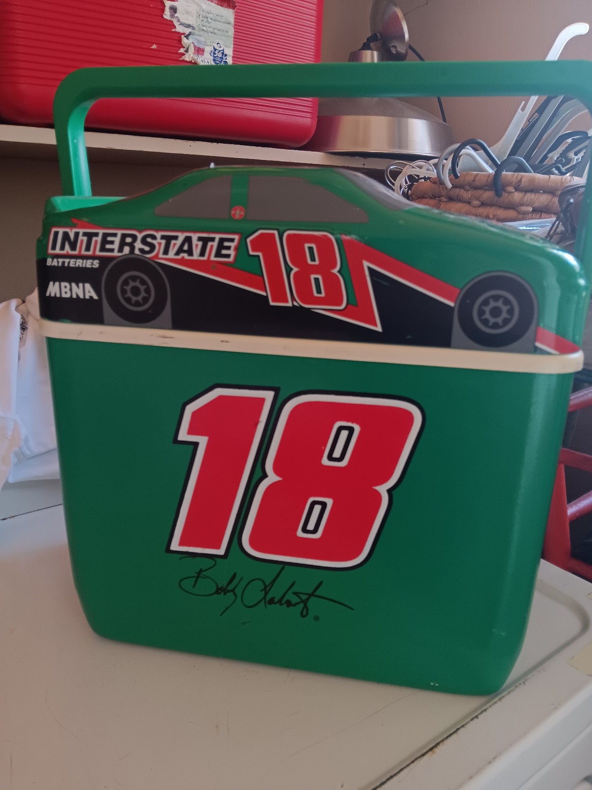 Vintage NASCAR race car cooler