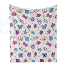 Bowtie Ladybird Cat Fun Ambesonne Feminine Soft Flannel Fleece Throw Blanket Plu