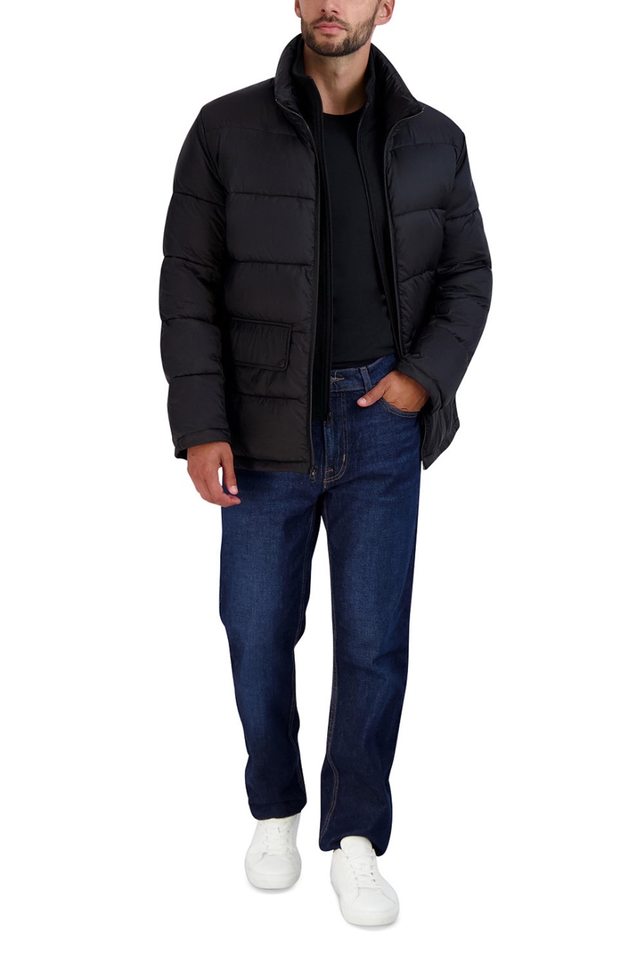 $275 Cole Haan Signature Black Stand Collar Puffer Jacket w/ Bib Men’s Sz XL