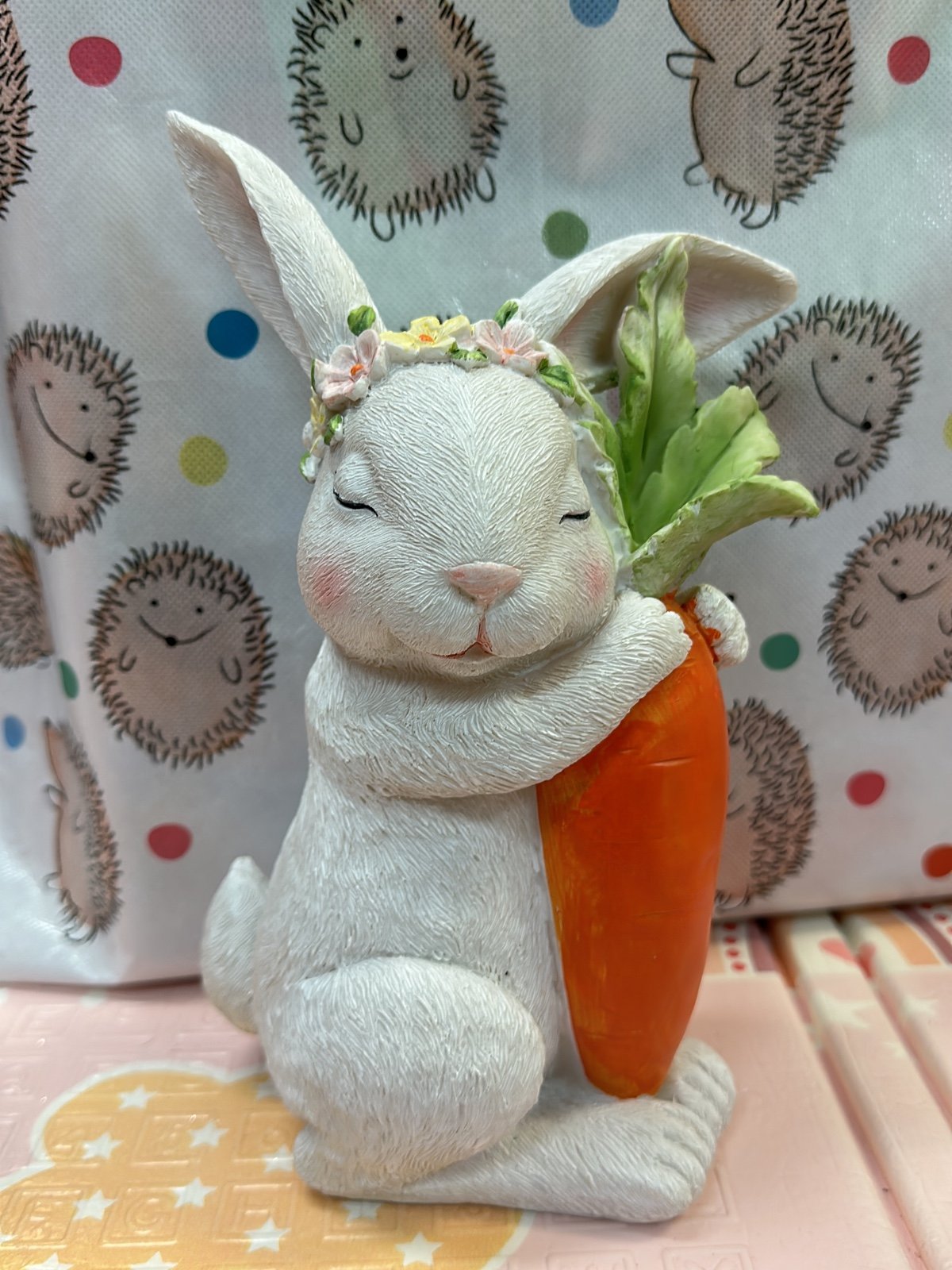 easter bunny hugging carrot